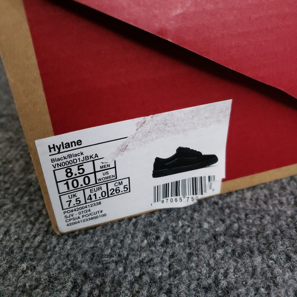 Vans Hylane Shoes Mens Size 8.5 Triple Black Skate Casual Sneakers Fat Tongue‎ - Picture 16 of 16